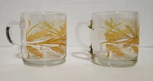 Vintage Libbey glasses Golden Wheat Glass Mug lot of 2 - Picture 1 of 6