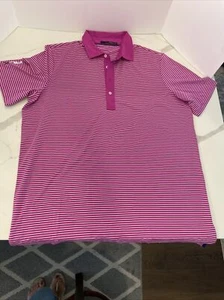 RLX Ralph Lauren Polyester Purple Striped Polo Golf Shirt Mens Size XL - Picture 1 of 6