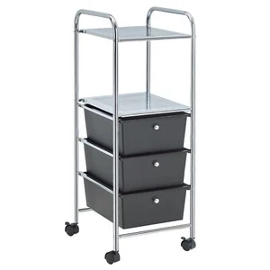 Rollwagen Rollregal Friseurwagen Kosmetikwagen Rollcontainer Badregal in schwarz - Bild 1 von 8
