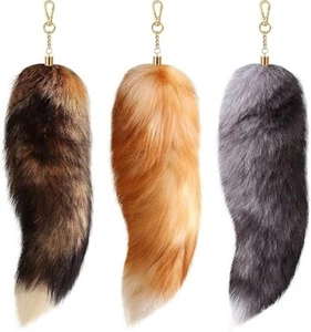 3 Pcs Halloween Huge Fluffy Fur Fox Tail for Cosplay Wolf Tail Keychain Costu... - Picture 1 of 2