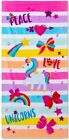 Jojo Siwa Peace Love Unicorns Beach Towel Pink 28 X 58 Soft Pool Swim New