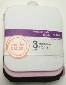 Wonder Nation Toddler Girl's Opaque Tights, 3 Pack Size 6-18 Months - Picture 1 of 1