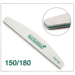 Nail Files Double Sided Professional Quality Half Moon Emery 100/180/240 Grit -