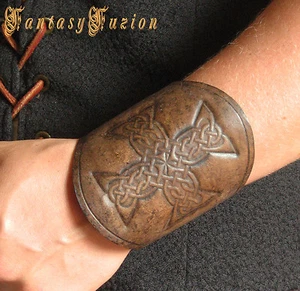 Medieval LARP Viking Armor Celtic Cross Design Stamps Leather Cuff Bracer - Picture 1 of 1