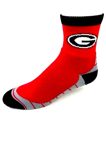 Georgia Bulldogs Non-Skid Bottoms Quarter Socks NWT Red Cover