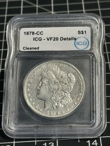 1878-CC Morgan Silver Dollar ICG VF20 Details Cleaned - Picture 1 of 2
