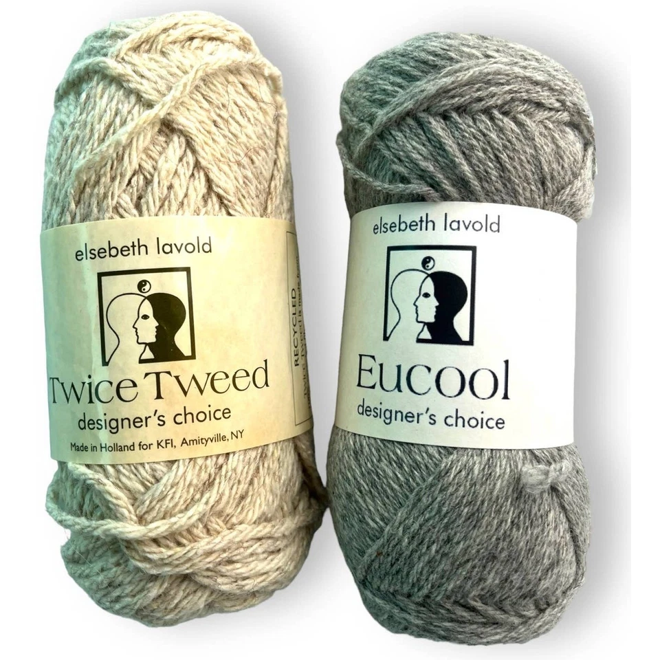 2 madejas Elsebeth Lavold EUCOOL & TWEED hilo de lana 🧶 gris y beige Foto 1 de 4
