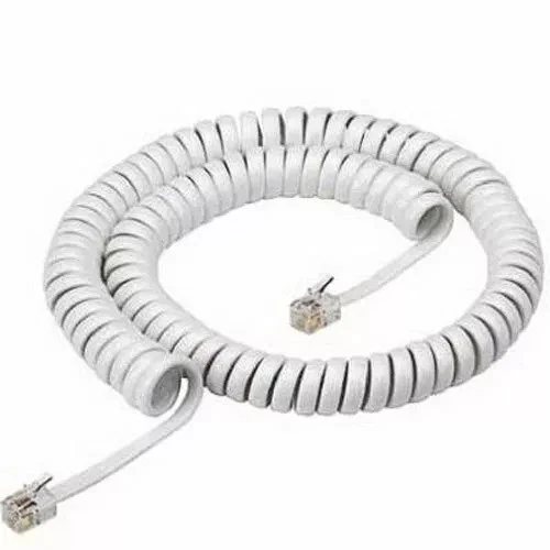 NEW 12Ft White Long Handset Cord Landline Phone Generic Receiver Curly - Image 1 of 1