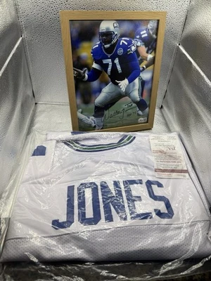 XL Walter Jones Autographed/Signed Jersey JSA COA Blue Custom Jersey - Image 1 of 4