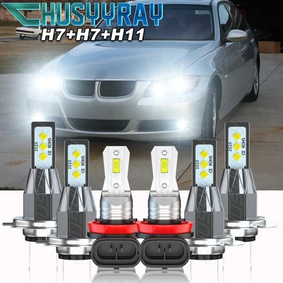 For BMW 128i 135i 2008-2013 6x H7 H11 LED Headlight & Fog Light Combo Bulbs - Image 1 of 4