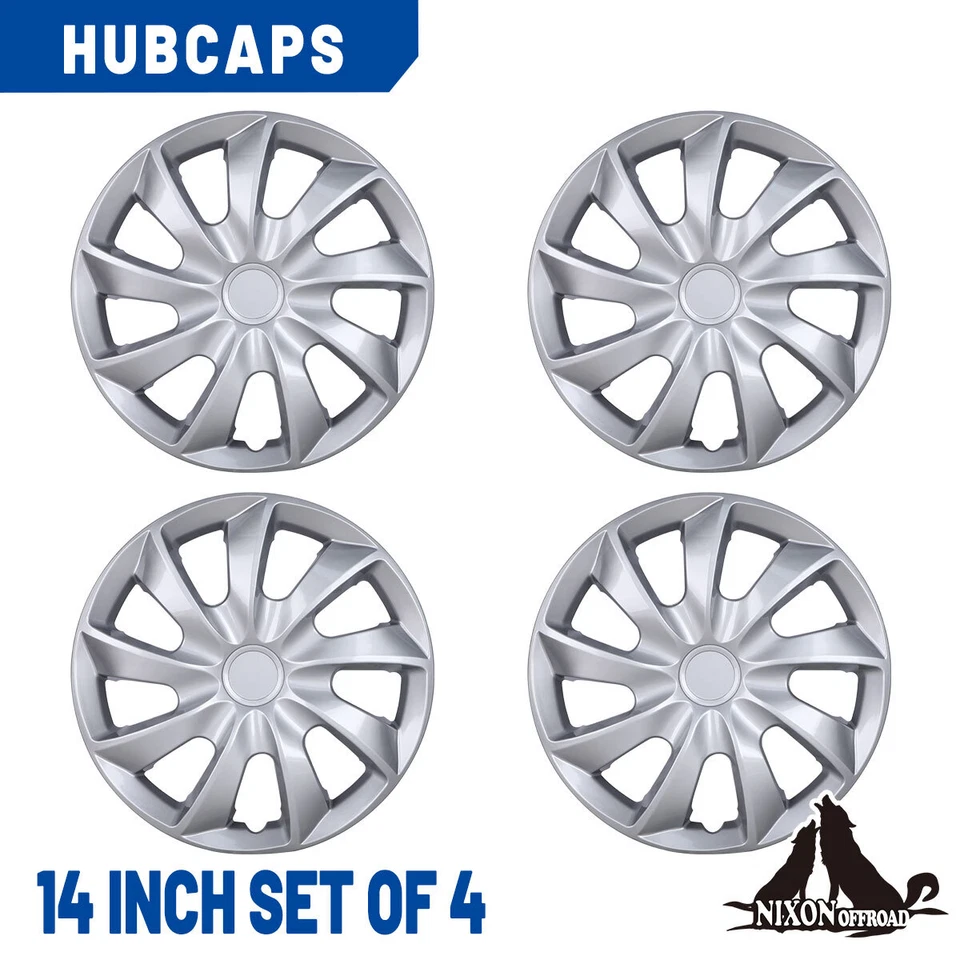 Paquete de 4 cubiertas de rueda de laca plateada de 14" tapacubos a presión para Hyundai Accent R14 Foto 1 de 4