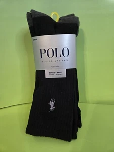 Polo Ralph Lauren 4 Pack Crew Socks Men's Black Size 10-13 New 97% Polyester - Picture 1 of 6