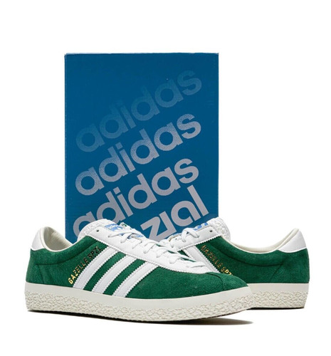 Sneakers Adidas Gazelle SPZL verde scuro bianche originali logo retrò scarpe da ginnastica rare