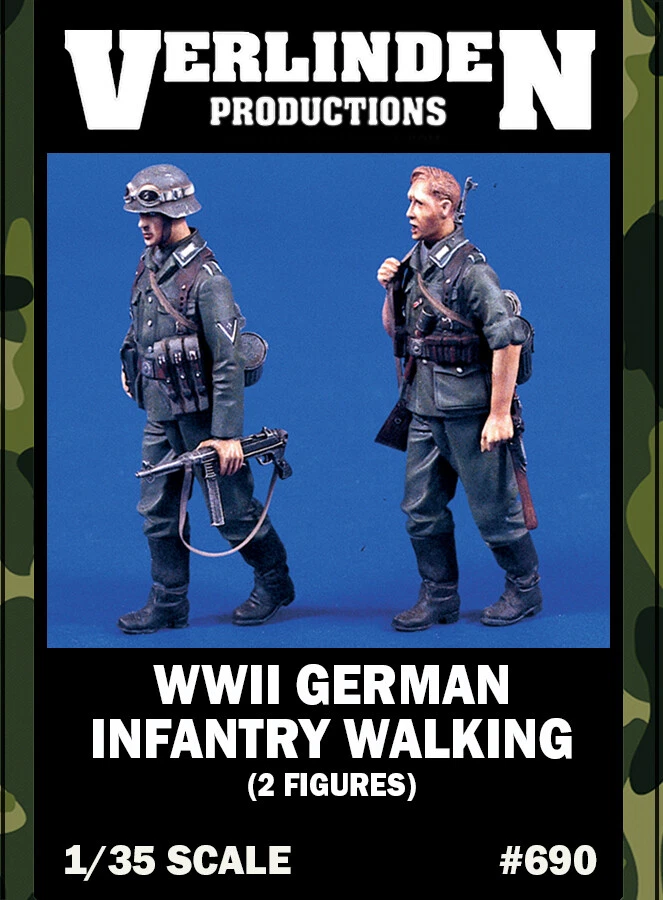 1/35 WWII German Infantry Walking (2 Figures/Set)  VERLINDEN #690 Resin Model - Image 1 of 2