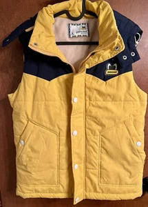 Pancoat Trend Herren Größe Medium gelb/blau Kapuze gefütterte Weste Knopf/Reißverschluss - Bild 1 von 4