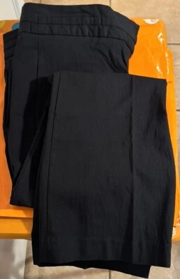 "Pantalones Rafaella elegantes negros elásticos bolsillos delanteros traseros 34x31 9,5"" tiro talla 10" Foto 1 de 4