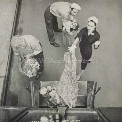 1955 Sanforized 女士扔垃圾车连衣裙照片艺术装饰复古广告 — 第 1/4 张图片