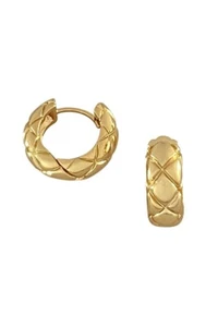 Do Everything in Love 14K Gold/White Gold Dipped Huggie Hoop Bras Earrings KOREA - Picture 1 of 8