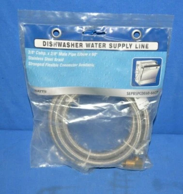 Línea de suministro de agua para lavavajillas Watts SEPBSPCDE60--66CP trenza de acero inoxidable Foto 1 de 2