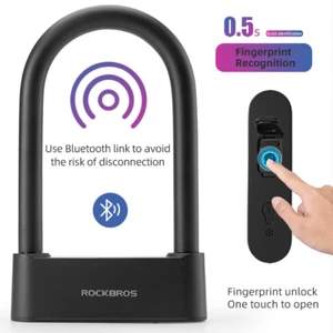 ROCKBROS Bike Intelligent Lock Smart Fingerprint U Lock Bluetooth Phone Control - Picture 1 of 10
