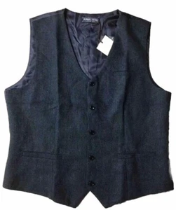 PJ Paul jones Vest Large Herringbone Blue Mens NWT - Picture 1 of 9