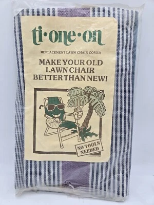 Cubierta de silla de césped vintage Tie One On de aluminio a rayas azul púrpura  Foto 1 de 4