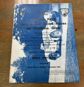 Vintage Watkins Glen Grand Prix SCCA Brochure Entry Blank 1962 - Picture 1 of 3