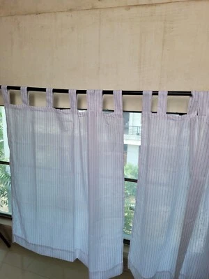 Striped Linen Curtains for Kitchen Window Drapes,2 Panels Set  Bedroom,  Room - Image 1 of 4