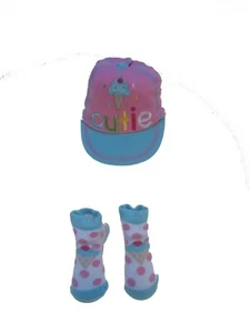 Baby Essentials Embroidered Cap & Socks Set with "Cutie" Theme; Pink & Blue 0-6M - Picture 1 of 1