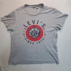 Levi's Graphic T-Shirt Bear Logo Casual Top Gray Men's Size Large Tee Red Tab - Picture 1 of 11