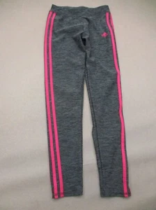 ADIDAS Size L (14) Girls Gray Stretch Pull On Athletic Compression Leggings 162 - Picture 1 of 8