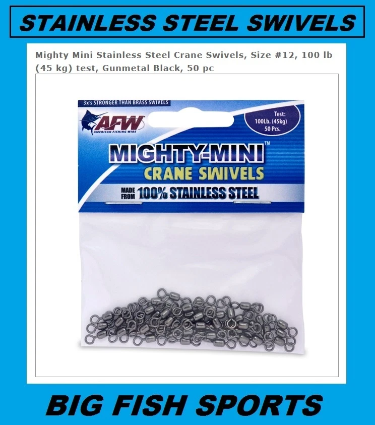 AFW Mighty Mini SS Crane Swivel 50pk Black 100lbs