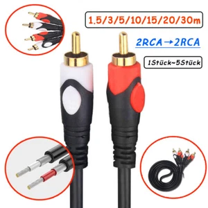 2 RCA Kabel Stecker zu Stecker Stereo AV Adapter Audiokabel 1.5/3/5/10/15/20/30m - Picture 1 of 14