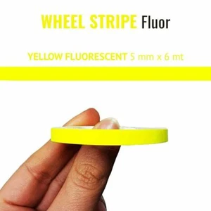 YELLOW FLUORESCENT WHEEL RIM TAPE 5mm x 6mt REFLECTIVE VINYL SELF ADHESIVE MADE - Bild 1 von 3