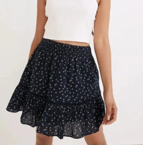 Madewell Smock-Waist Size Small Blue Bandana Flower Print Ruffle Mini Skirt NWT - Picture 1 of 14
