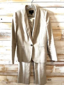 J. Crew Parke Blazer 6T Beige w/ Hayden Kickout Crop Trousers 4T Linen Blend - Picture 1 of 17
