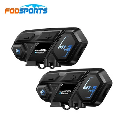 2x M1-S Pro Motorcycle Helmet Intercom 10 Riders 2000m Bluetooth Headset & mic - Image 1 of 4
