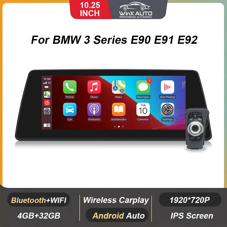 Android Auto Apple CarPlay Car Stereo For BMW 3 Series E90 E91 E92 E93 2005-2012 - Imagem 1 de 4