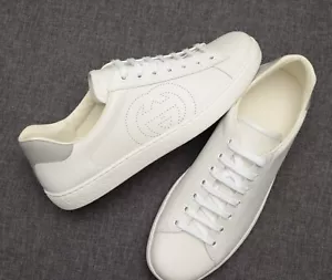 Scarpe sneakers uomo Gucci Ace autentiche in pelle bianca taglia 10,US 11,EU 44 - Foto 1 di 15