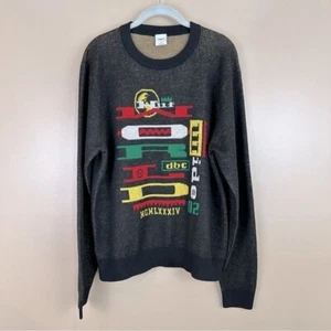 Huf Mens Black Get Up Jacquard Knit Sweater Medium Colorful EUC Streetwear - Picture 1 of 9