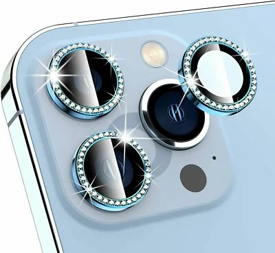 Cubierta protectora de vidrio templado Bling Diamond para cámara Len para iPhone 16 Pro Max 15 Foto 1 de 4