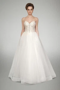 Matthew Christopher Zoe Wedding Dress 8 Bling Bodice Organza A-Line Strapless - Picture 1 of 14