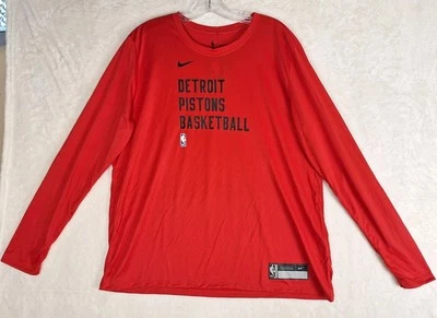 Detroit Pistons Nike Basketball Tee Shirt Womens XL Red NBA Authentics Dri NWT  - Image 1 of 4
