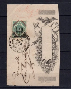 Italian Cut Corner with Revenue Stamp "Up to 3000 Lire" Stamped Milazzo 1883 - Picture 1 of 1