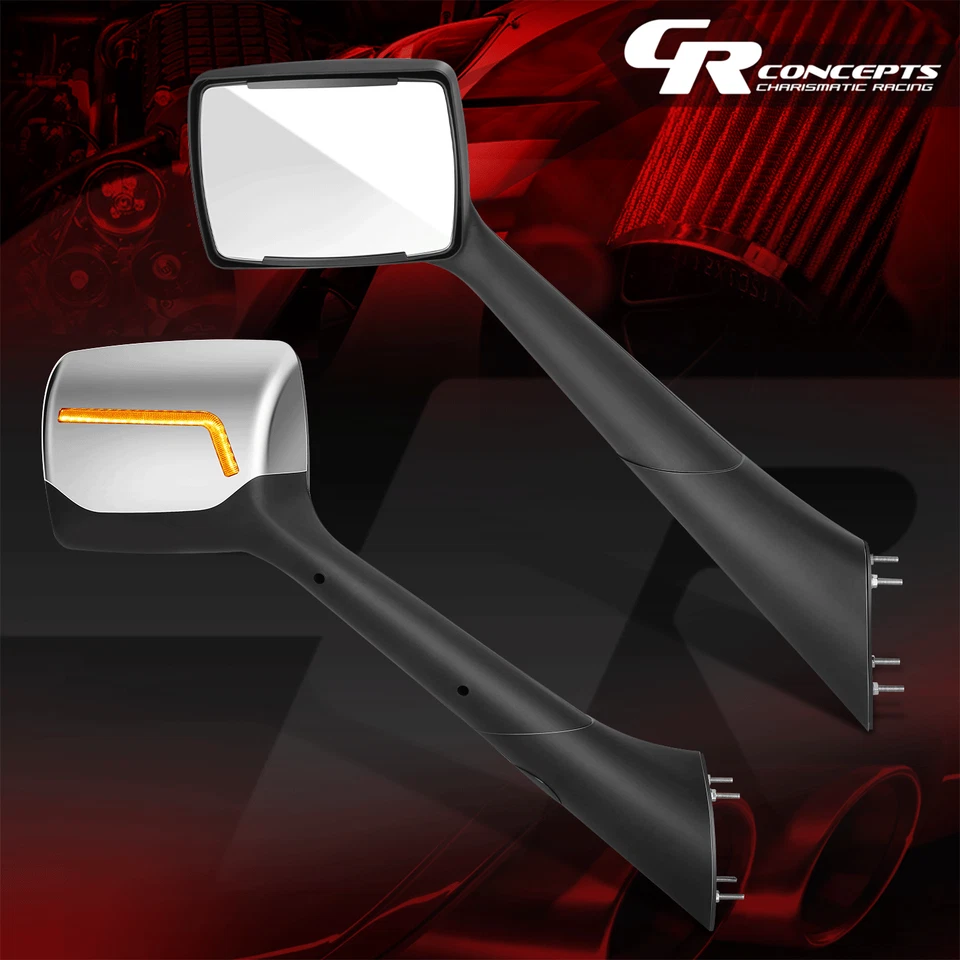 Espejo retrovisor capó señal de giro secuencial LED cromado para Peterbilt 579 2022-2025 Foto 1 de 4