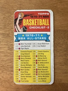 1970-71 Topps - Checklist #101 "1970-71" NBA All-Stars in Black on Front - Picture 1 of 2