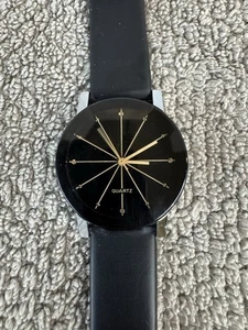 Unbranded Womens Watch Prism Crystal Black Band & Dial Silver Tone Case New Batt - Picture 1 of 4