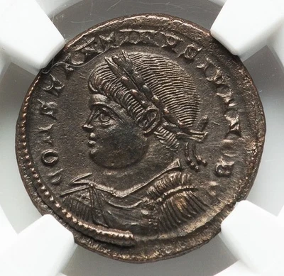 EMPIRE Constantine II Caesar NGC MS 337 AD War Camp Gate Ancient Roman Coin D441 - Image 1 of 4