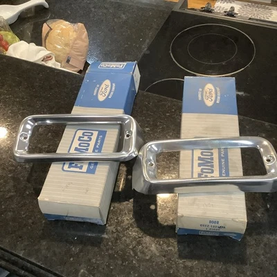 Nos 1965-1966 Ford Truck Parking Light Bezels Pair C5TZ-13210-A C5TZ-13212-A - Image 1 of 4