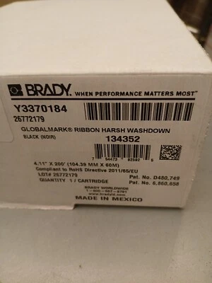 Cinta de impresora de transferencia Thermaltt BRADY 134352, 4-7/64 W, 200 pies L, negra Foto 1 de 3